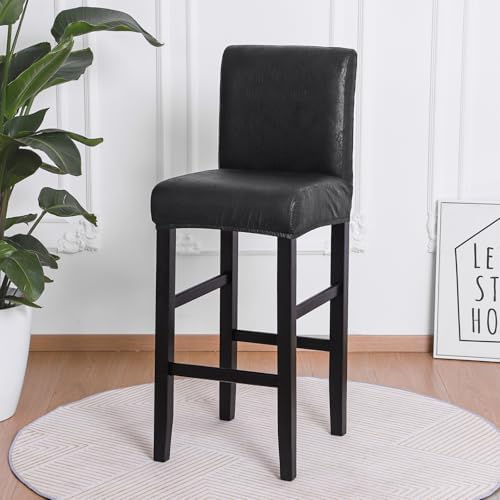 FORCHEER Stool Covers Set of 4 Black Bar Stool Chair Covers with Backs