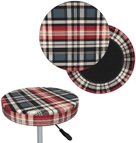 Old Plaid Checkered Bar Stool Cushion Cover