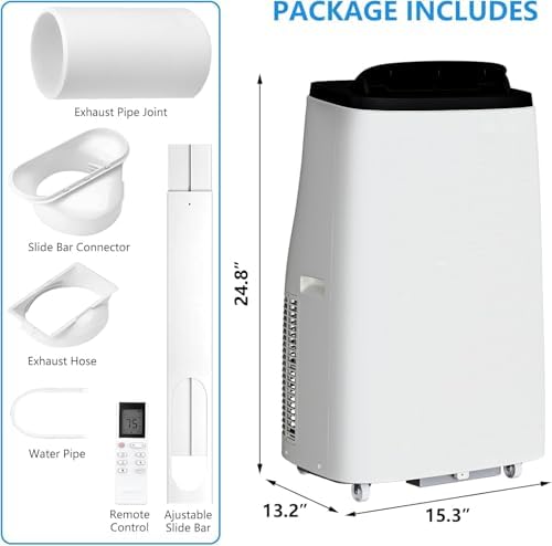 Euker 14000 BTU Portable AC Unit with Vent Kit Black White