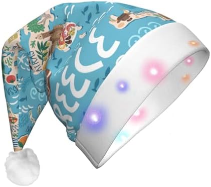 Greece Map Print Christmas Hat with LED Lights 1
