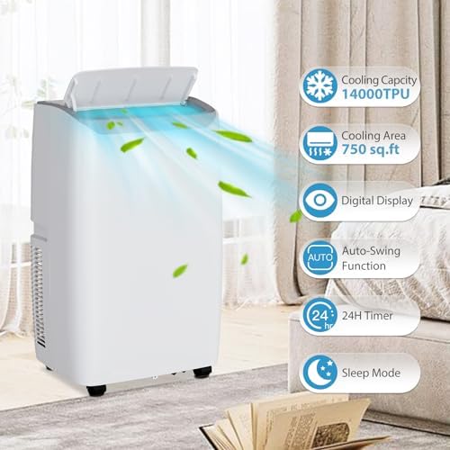 14000 BTU Portable AC Unit 3-in-1 Cool Fan Dehumidifier