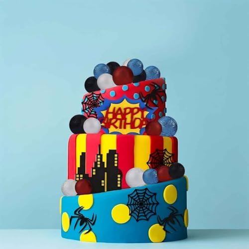 28pcs Spider Themed Birthday Cake Toppers