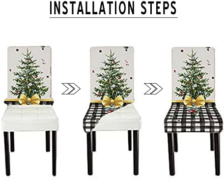 LIPOR 6 Pack Christmas Dining Chair Covers with Buffalo Plaid Print