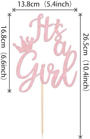 1 PCS Its a Girl Glitter Crown Cake Topper Light Pink