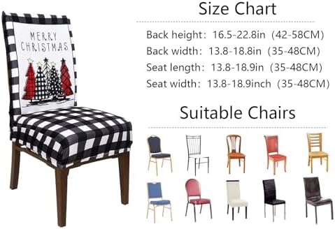 Whaline 4Pcs Christmas Chair Slipcovers with Xmas Tree Pattern
