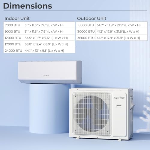 COSTWAY 3 Zone Mini Split AC System with Smart Control