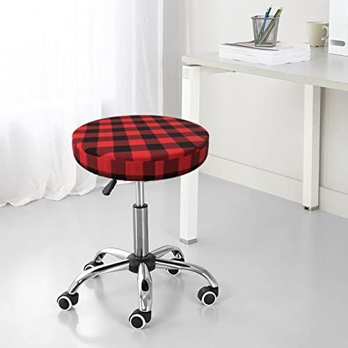 Pevtufa Red Black Plaid Bar Stool Cover Round Cushion