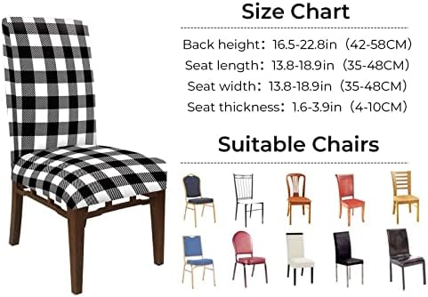 Whaline 4Pc White Black Plaid Dining Chair Covers
