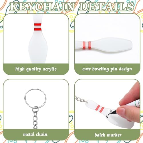 Loetere Acrylic Bowling Pin Keychains for DIY Writing and Party Favors