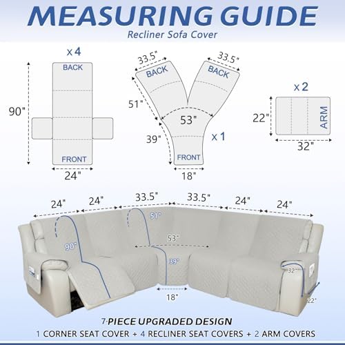 Arfntevss Waterproof L-Shaped Sectional Sofa Cover