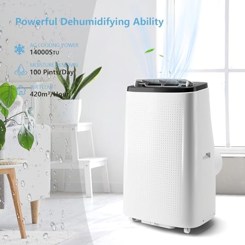 14000 BTU Portable Air Conditioner Dual Motor Fast Cooling