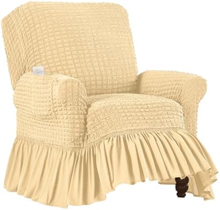 Collections Etc Textured Squares Ruffled Recliner Slipcover