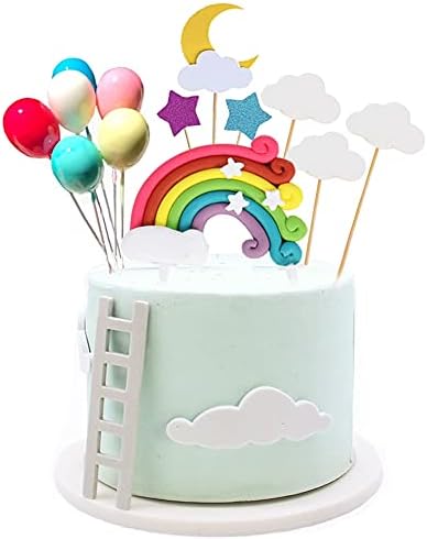 Rainbow Cake Topper Set 13pcs for Birthday Parties