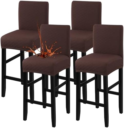 Fuloon Waterproof Bar Stool Covers 4 PCS Chocolate