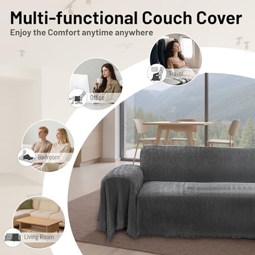 100 Waterproof L Shape Sectional Couch Cover with Tassel