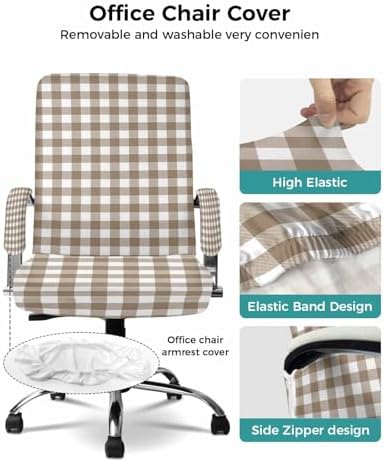 Savannan Large Office Chair Cover with Zipper and Arm Covers