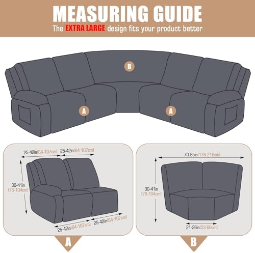 VANSOFY 5-Piece L Shape Recliner Couch Cover Set - Thick Soft Washable