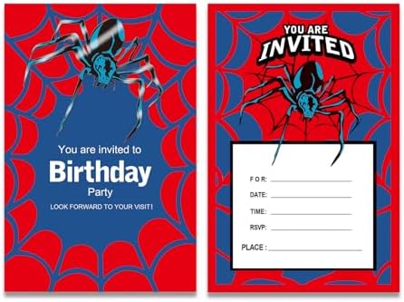 Spider Theme Birthday Invitations 30 Set