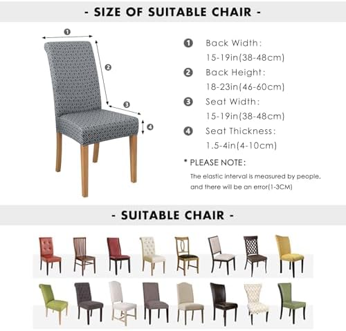 Dining Chair Covers Set of 4 Black Stretch Plaid