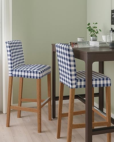 Navy Blue White Plaid Bar Stool Covers Set of 6