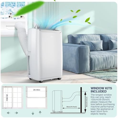 12000 BTU Powerful Portable AC for Large Room