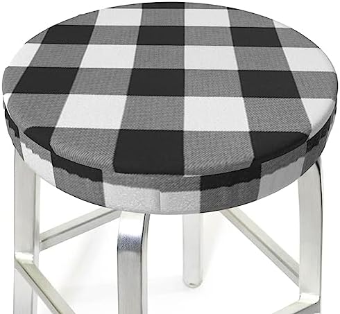 ZEYUANKA Buffalo Plaid Round Stool Cover 13 Inch