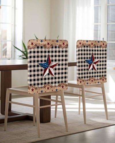 4th of July Chair Covers Set of 4 Patriotic Star American Flag Slipcovers