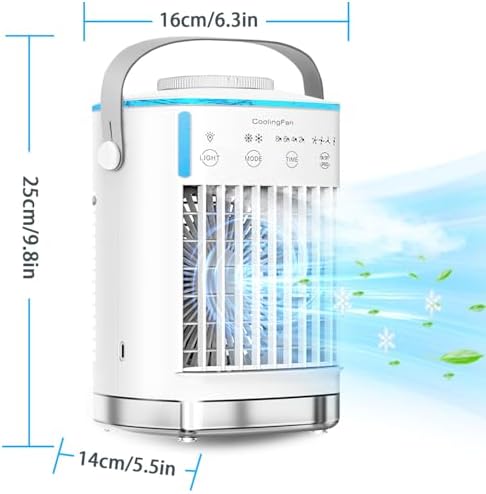 Portable Air Conditioner with 4-Speed Wind and 700ml Water Tank