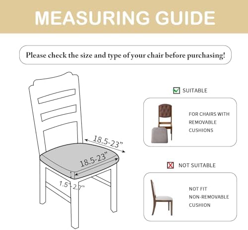 Waterproof Chair Seat Cover Set of 6 for Dining Room and Kitchen