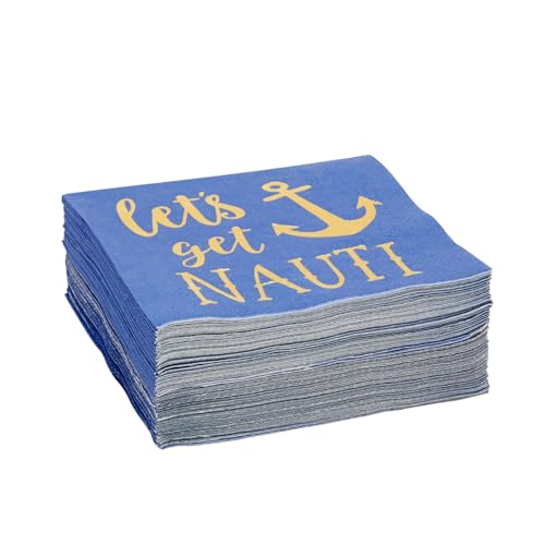Juvale Nautical Napkins 50 Pack Blue with Anchor Design