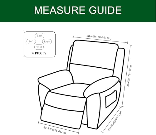CRFATOP Stretch Recliner Cover 4-Piece for 1 Seat Recliner Chair