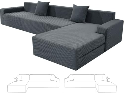 ZNSAYOTX Plaid Sectional Couch Covers for L-Shape Sofa