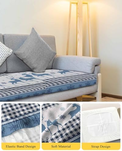 Blue Christmas Sofa Cushion Covers for L T Shape Sofas