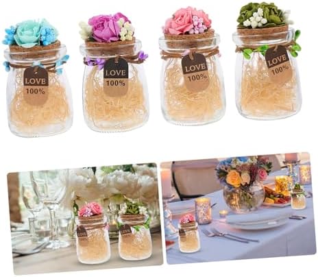 4Pcs Assorted Candy Bottles with Flower Lids 1