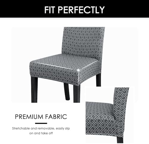 Dining Chair Covers Set of 4 Black Stretch Plaid