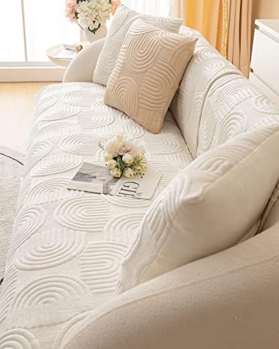 Soft Plush Geometric Quilted Sofa Cover for Kids and Dogs