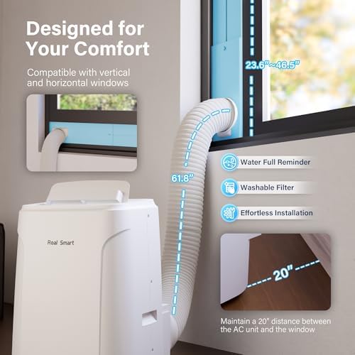 RealSmart 12000 BTU Quiet Portable AC Unit with 3-in-1 Features