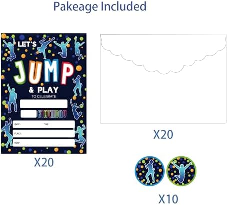 Trampoline Birthday Party Invitations 20 Pack