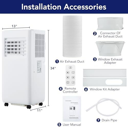 10000 BTU Portable AC with Remote Control and Dehumidifier Function