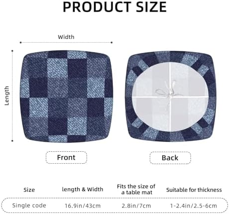 Blue Gingham Buffalo Check Seat Covers for Dining Room Chairs
