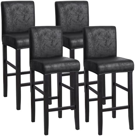 FORCHEER Stool Covers Set of 4 Black Bar Stool Chair Covers with Backs