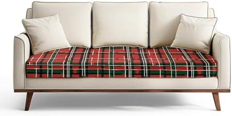 Christmas Plaid Sofa Cover with Elastic Bottom