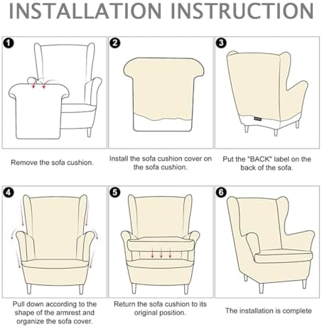 Chickwin Stretch Wingback Chair Slipcover Black Plaid Modern Design