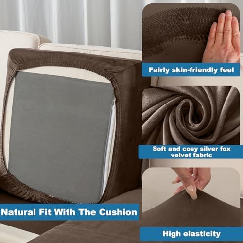 Taque 3-Piece Stretch Velvet Sofa Cushion Cover Set