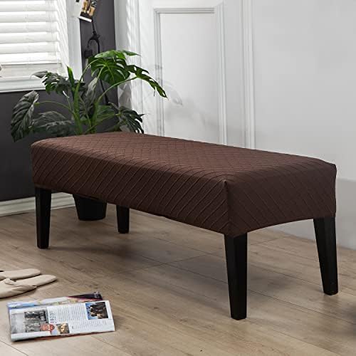 Plaid Brown Dining Chair Slipcover with Elastic Band