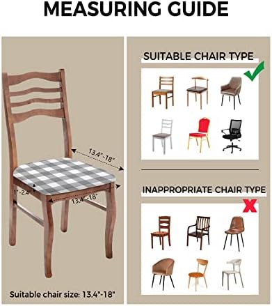 Grey Checkered Seat Covers for Dining Room Chairs Set of 2 1