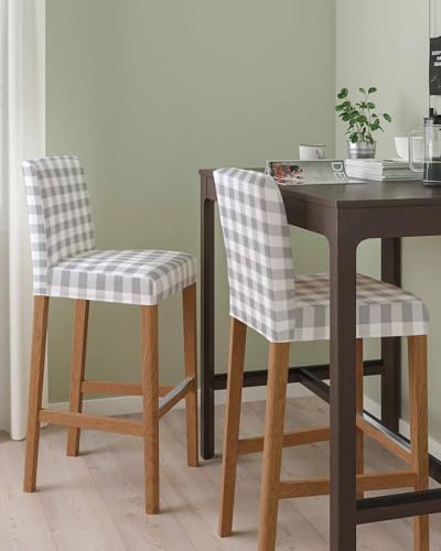 Grey Plaid Bar Stool Covers Set of 4
