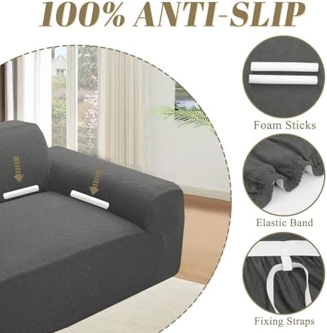 ALIECOM Extra Soft L Shaped Sectional Sofa Cover with Non Slip Foam