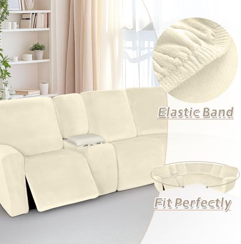 Arfntevss Recliner Sofa Cover Set for 5 Seats with Console
