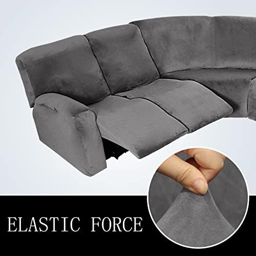 7 Piece Velvet Sectional Sofa Covers for Reclining L Shape Sofa